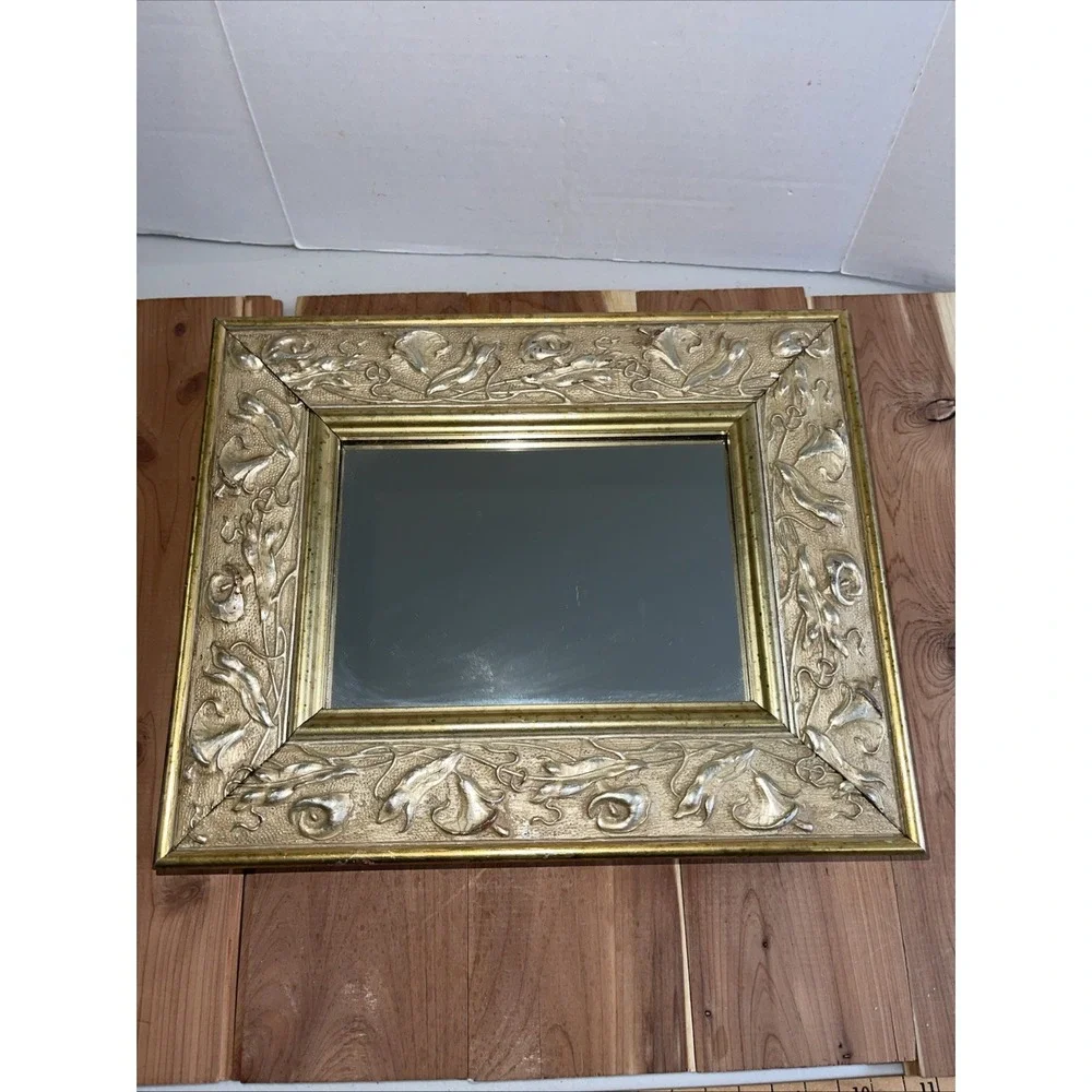 Martin Aborn AM5 Wide Gold Wooden Mirror Italian Floral Design 9x11 Art Deco